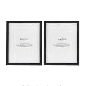 Amazon Basics 11" x 14" Photo Picture Frame or 8" x 10" with Mat - Black, 2-Pack